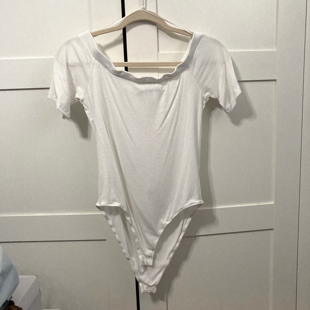 White Ribbed Bodysuit, Size: L